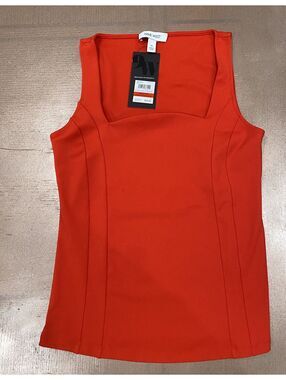 Nine West Orange Sleeveless Square Neck Tank Top XS